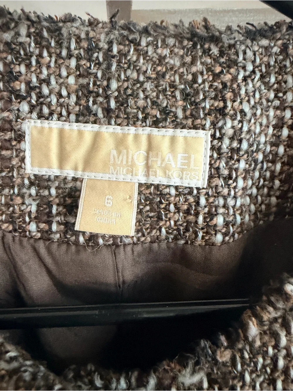 Michael Kors Gray Textured Tweed Collarless Jacket